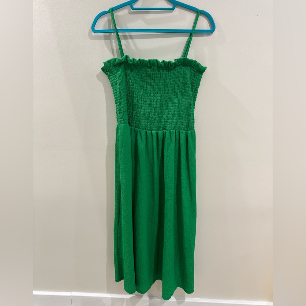 H&M Vibrant Green Smocked Dress